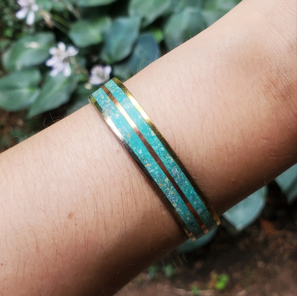 Vintage Jewelry - *RARE* Vintage Mexican Turquoise Cuff Bracelet